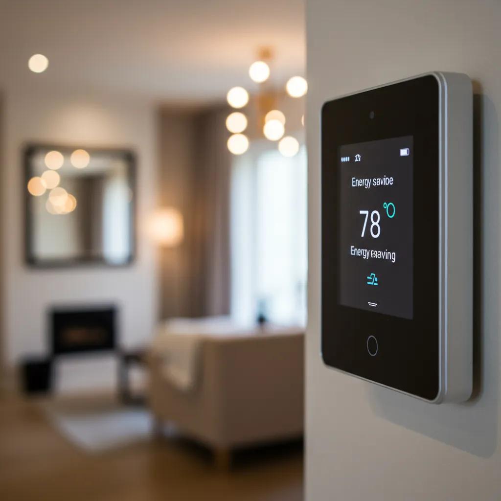 Smart thermostat installed in a modern Edmonton home, demonstrating energy savings and efficiency