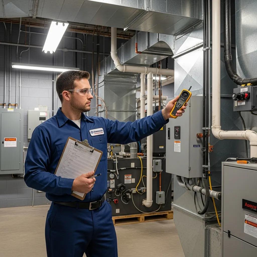 Find the Perfect Fit: How to Calculate Furnace Sizing 2 Commercial HVAC technician performing a load assessment for a business — professional sizing for reliability